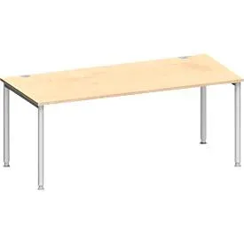 Schäfer Shop Genius Schreibtisch MODENA FLEX, 4-Fuss-Rundrohr, B 1800 x T 800 mm, Ahorn/weissalu
