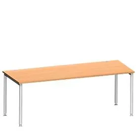 Schäfer Shop Genius Schreibtisch MODENA FLEX, 4-Fuss-Rundrohr, B 2000 x T 1000 mm, Buche/weissalu