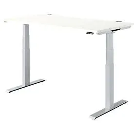 Schäfer Shop Genius Schreibtisch MODENA FLEX, elektrisch höhenverstellbar, Rechteck, T-Fuss, B 1600 x T 800 x H 645-1290 mm, weiss/weissalu