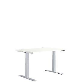 Schäfer Shop Genius Schreibtisch MODENA FLEX, elektrisch höhenverstellbar, Rechteck, T-Fuss, B 1200 x T 800 x H 645-1290 mm, weiss/weissalu