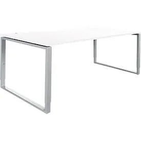 Schäfer Shop Genius Schreibtisch Modena Flex, höheneinstellbar, Rechteckform, Bügelfuss, Breite 1800 mm, weiss