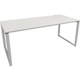 Schäfer Shop Genius Schreibtisch Modena Flex, höheneinstellbar, Rechteckform, Bügelfuss, Breite 1800 mm, lichtgrau