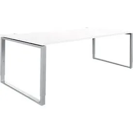 Schäfer Shop Genius Schreibtisch Modena Flex, höheneinstellbar, Rechteckform, Bügelfuss, Breite 2000 mm, weiss