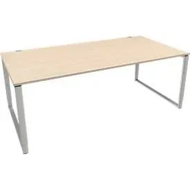 Schäfer Shop Genius Schreibtisch Modena Flex, höheneinstellbar, Rechteckform, Bügelfuss, Breite 2000 mm, Ahorn-Dekor