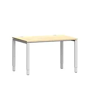 Schäfer Shop Genius Schreibtisch Modena Flex, Rechteck, 4-Fuss Rechteckrohr, B 1200 x T 800 x H 650-850 mm, Ahorn/weissaluminium