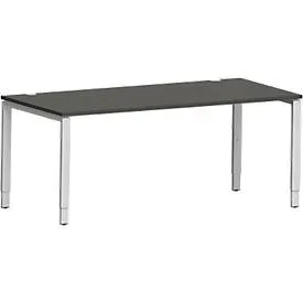 Schäfer Shop Genius Schreibtisch Modena Flex, Rechteck, 4-Fuss Rechteckrohr, B 1800 x T 800 x H 650-850 mm, graphit/weissaluminium