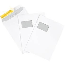 Schäfer Shop Genius Versandtaschen, Fenster, haftklebend, 120 g/m², DIN C4, 250 Stück, offset-weiss