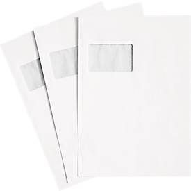 Schäfer Shop Genius Versandtaschen, Fenster, haftklebend, 90 g/m², DIN C4, 250 Stück, chlorfrei-weiss