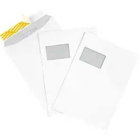 Schäfer Shop Genius Versandtaschen, Format C4, mit Fenster, Haftklebung, Papier, 120 g/m², weiss, 25 Stück