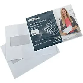 Schäfer Shop Genius Versandtaschen, Format C5, mit Fenster, Haftklebung, Papier, weiss, 50 Stück
