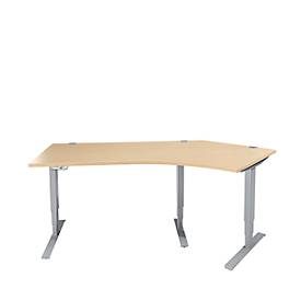 Schäfer Shop Genius Winkelschreibtisch AERO FLEX, elektrisch höhenverstellbar, 135° Winkel rechts, B 2165 mm, Ahorn/weissalu + Memorypanel