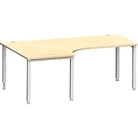 Schäfer Shop Genius Winkelschreibtisch MODENA FLEX 90°, Ansatz links, 4-Fuss-Quadratrohr, B 2000 mm, ahorn/weiss