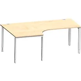 Schäfer Shop Genius Winkelschreibtisch MODENA FLEX 90°,Ansatz links, B 2000 mm, Ahorn