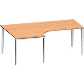 Schäfer Shop Genius Winkelschreibtisch MODENA FLEX 90°,Ansatz links, B 2000 mm, Buche