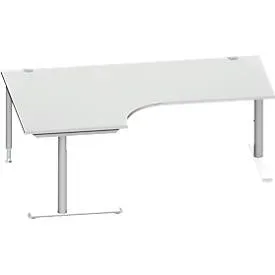 Schäfer Shop Genius Winkelschreibtisch MODENA FLEX 90°, Ansatz links, C-Fuss-Rundrohr, B 2000 mm, lichtgrau
