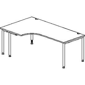 Schäfer Shop Genius Winkelschreibtisch MODENA FLEX 90°, Ansatz links, einseitig, verkürzte Seitenteile, 4-Fuss-Rundrohr, Buche-Dekor