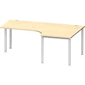 Schäfer Shop Genius Winkelschreibtisch MODENA FLEX 90°, Ansatz rechts, einseitig, verkürzte Seitenteile, 4-Fuss-Rundrohr, Ahorn-Dekor