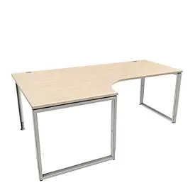 Schäfer Shop Genius Winkelschreibtisch MODENA FLEX, 90°, Bügelfuss, Ansatz links, B 2000 mm, Ahorn-Dekor