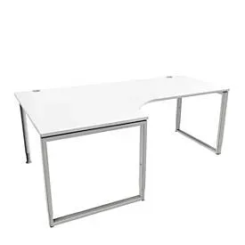 Schäfer Shop Genius Winkelschreibtisch MODENA FLEX, 90°, Bügelfuss, Ansatz links, B 2000 mm, weiss