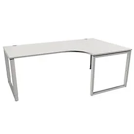 Schäfer Shop Genius Winkelschreibtisch MODENA FLEX, 90°, Bügelfuss, Ansatz rechts, B 2000 mm, lichtgrau