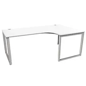 Schäfer Shop Genius Winkelschreibtisch MODENA FLEX, 90°, Bügelfuss, Ansatz rechts, B 2000 mm, weiss