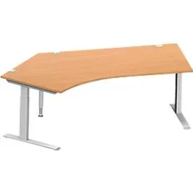 Schäfer Shop Genius Winkelschreibtisch MODENA FLEX 135°, Ansatz links, C-Fuss-Rechteckrohr, B 2165 mm, buche/weiss