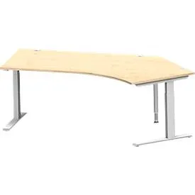 Schäfer Shop Genius Winkelschreibtisch MODENA FLEX 135°, Ansatz rechts, C-Fuss-Rechteckrohr, B 2165 mm, ahorn/weiss