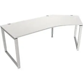 Schäfer Shop Genius Winkelschreibtisch MODENA FLEX, 135°, Bügelfuss, Ansatz rechts, B, B 2165 mm, lichtgrau