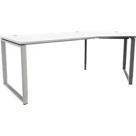 Schäfer Shop Genius Winkelschreibtisch MODENA FLEX, 135°, Bügelfuss, Ansatz rechts, B, B 2165 mm, weiss