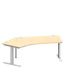 Schäfer Shop Genius Winkelschreibtisch MODENA FLEX 135°, T-Fuss-Rechteckrohr, B 2165 mm, Ansatz links, Ahorn/weissalu