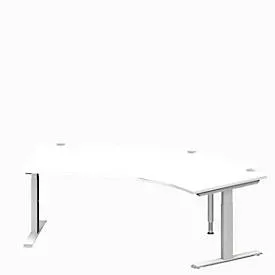 Schäfer Shop Genius Winkelschreibtisch MODENA FLEX 135°, T-Fuss-Rechteckrohr, B 2165 mm, Ansatz rechts, weiss/weissalu