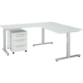 Schäfer Shop Select 3-tlg. Büromöbelset Schreibtisch Start Off, Rechteck, T-Fuss, B 1800 x T 800 x H 735 mm