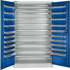 Schäfer Shop Select Magazinschrank, 10 Fachböden, ohne Ausstattung, B 1200 x T 500 x H 1935 mm, Stahl, lichtgrau/enzianblau