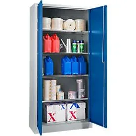 Schäfer Shop Select Materialschrank, abschliessbar, 4 verzinkte Böden, 5 OH,  B 800 x T 400 x H 1935 mm, Stahl, weissaluminium/enzianblau