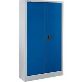 Schäfer Shop Select Materialschrank MSI 16408 , B 800 x T 400 x H 1585 mm, 3 Böden, Stahl, weissaluminium RAL 9006/enzianblau RAL 5010