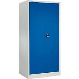 Schäfer Shop Select Materialschrank MSI 2509, 5 OH, 4 Zwischenböden, Zylinderschloss, B 950 x T 500 x H 1935 mm, lichtgrau RAL 7035/enzianblau RAL 5010