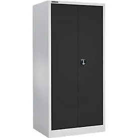 Schäfer Shop Select Materialschrank MSI 2509, 5 OH, 4 Zwischenböden, Zylinderschloss, B 950 x T 500 x H 1935 mm, weissaluminium RAL 9006/anthrazitgrau RAL 7016
