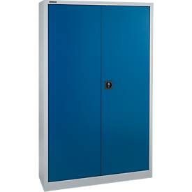 Schäfer Shop Select Materialschrank MSI 2512, 5 Ordnerhöhen, 4 Zwischenböden, Zylinderschloss, B 1200 x T 500 x H 1935 mm, lichtgrau/enzianblau