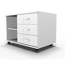Schäfer Shop Select Mobiles Sideboard, Regal + 3 Schübe + Utensilienschub, B 800, anstellbar rechts, weiss