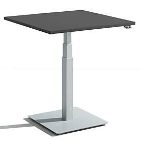 Schäfer Shop Select Monosäulen-Beistelltisch Start Off, elektrisch höhenverstellbar, B 800 x T 800 mm, graphit