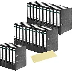 Schäfer Shop Select  Ordner, DIN A4, 50 mm, 20 Stück, schwarz + GRATIS Trennstreifen, gelb, 100 Stück