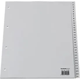 Schäfer Shop Select Ordnerregister, für DIN A4, numerisch, 31 Fächer, Polypropylen, grau