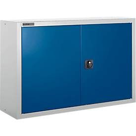 Schäfer Shop Select Aufsatzschrank MS 8409i, B 950 x T 400 x H 800 mm, 1 Boden, Stahl, weissaluminium RAL 9006/enzianblau RAL 5010