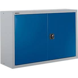 Schäfer Shop Select Aufsatzschrank MS 8412i, B 1200 x T 400 x H 800 mm, 1 Boden, Stahl, weissaluminium RAL 9006/enzianblau RAL 5010