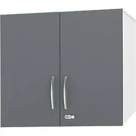 Schäfer Shop Select Aufsatzschrank LOGIN, 2 Ordnerhöhen, Griffe unten, B 800 x T 420 x H 726 mm, weiss/graphit
