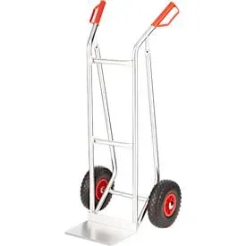 Schäfer Shop Select Alu-Sackkarre 2132A/150, mit Handgriffen und Sicherheitsbügel, Polyurethan-Räder, Schaufel B 300 x T 210 mm, bis 150 kg