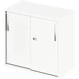 Schäfer Shop Select Ansatz-/Aufsatz-Schiebetürenschrank LOGIN, 2 Ordnerhöhen, B 800 x T 420 x H 726 mm, weiss/weiss