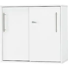 Schäfer Shop Select Anstell-/Aufsatz-Schiebetürenschrank Start Off, in Tischhöhe, abschliessbar, B 800 x T 420 x H 726 mm, weiss/weiss