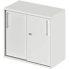 Schäfer Shop Select Anstell-/Aufsatz-Schiebetürenschrank Start Off, in Tischhöhe, abschliessbar, B 800 x T 420 x H 726 mm, lichtgrau/lichtgrau