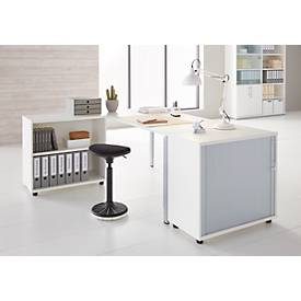 Schäfer Shop Select Anstellquerrollladenschrank, aus Holz, 2 Fachböden, B 800 mm x T 421 x H 750 mm, weiss